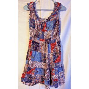 Patchwork Mini Dress Hippie Boho Indie Festival Womens XL Cottagecore